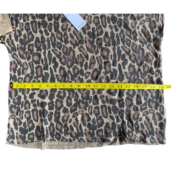 Splendid Thermal Leopard Animal Natural Crew Neck Long Sleeve Pullover Small NWT - Picture 7 of 10